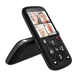 POWERTECH Mobile Phone Aid + 4 Call Numbers with Flashlight, FM Radio, Black