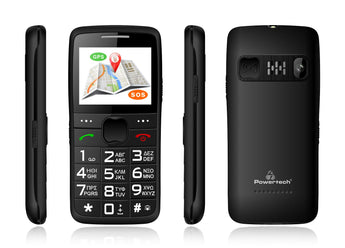 POWERTECH Mobile Phone Sentry GPS, SOS Call, Dual Sim, with flashlight, black