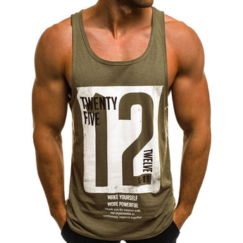 CHAMSGEND Tank Tops Letter Printed Men