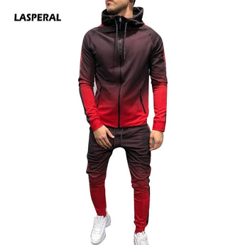 LASPERAL 2 Pieces Zipper Tracksuit Men Set