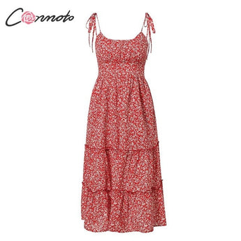 Conmoto Lace Up Floral Print Ruffles 2019