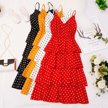 SKOONHEID Women Dot Strap Dress Summer